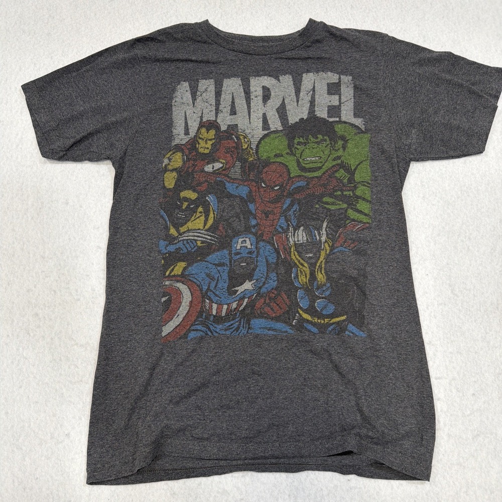 Marvel Shirt Men's Medium Gray Characters‎ Graphic Tee